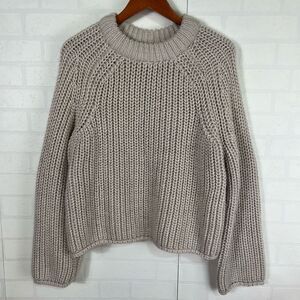 H&M Womens Chunky Knit Sweater Size M Tan Cream